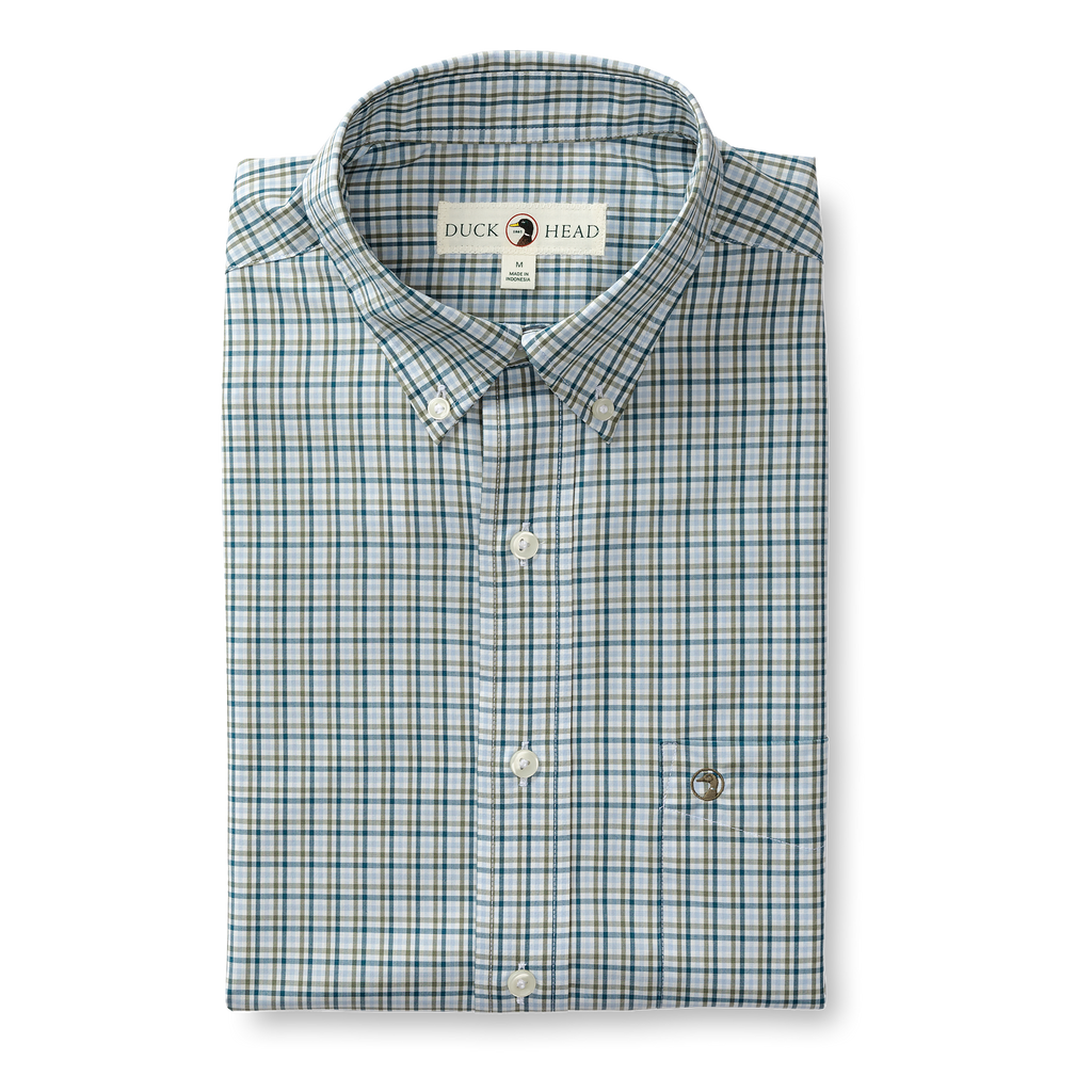 Benton Plaid Performance Poplin Sport Shirt - Legion Blue