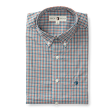 Benton Plaid Performance Poplin Sport Shirt - Mirror Lake Blue