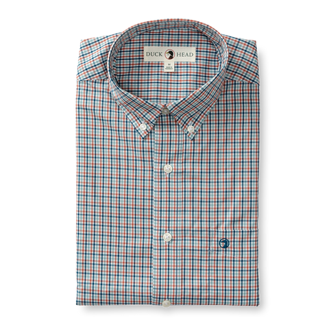 Benton Plaid Performance Poplin Sport Shirt - Mirror Lake Blue