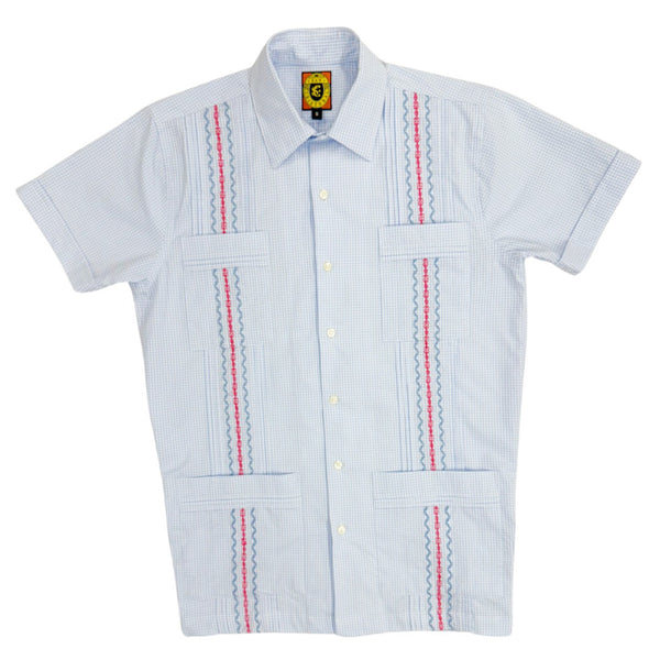 Cartagena Classic Guayabera - Blue & Pink