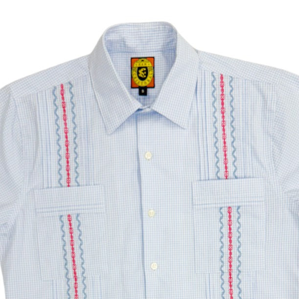 Cartagena Classic Guayabera - Blue & Pink