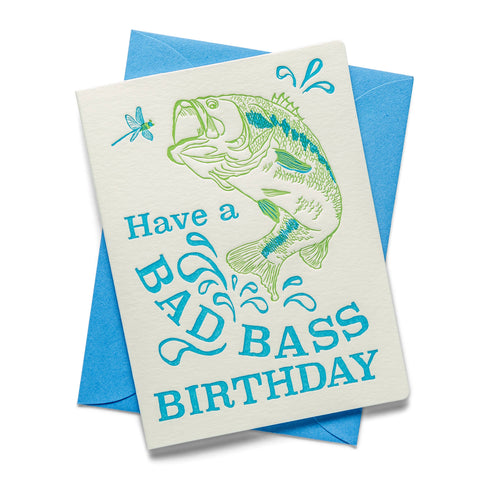 Bad Bass | Letterpress Greeting Card | Birthday
