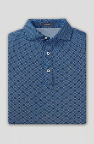 Clarence Mini Diamond Jacquard Performance Polo - Navy