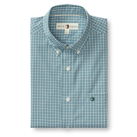 Coker Plaid Performance Poplin Sport Shirt - Glacier Blue
