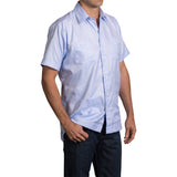 El Presidente Guayabera, Mexican Shirt for Men - Blue & White Woven 2