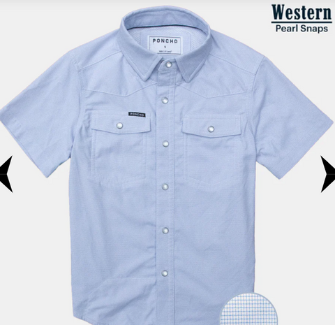 Youth Head Honcho Western Short Sleeve - Blue Microcheck