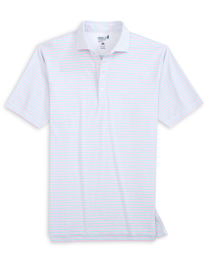 Vik Striped Jersey Performance Polo - Porto Pink