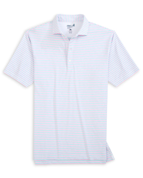 Vik Striped Jersey Performance Polo - Porto Pink