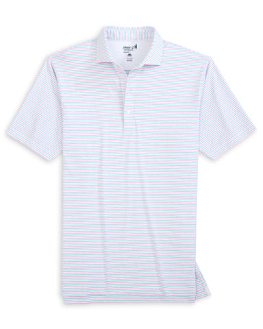 Vik Striped Jersey Performance Polo - Porto Pink