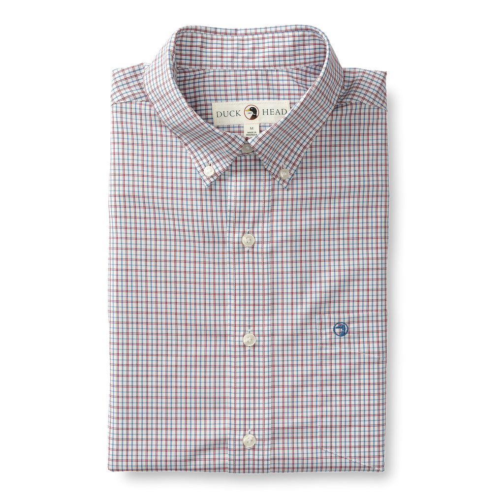 Langley Plaid Performance Poplin Sport Shirt - Coronet Blue