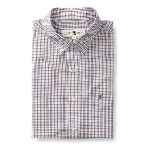 Langley Plaid Performance Poplin Sport Shirt - Coronet Blue