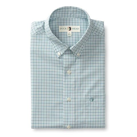 Langley Plaid Performance Poplin Sport Shirt - Flint Blue