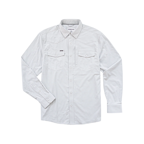 The Lonesome Dove Western Long Sleeve - Grey White Plaid Check