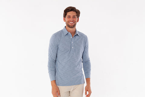 Long Sleeve Range Polo - Bluestone