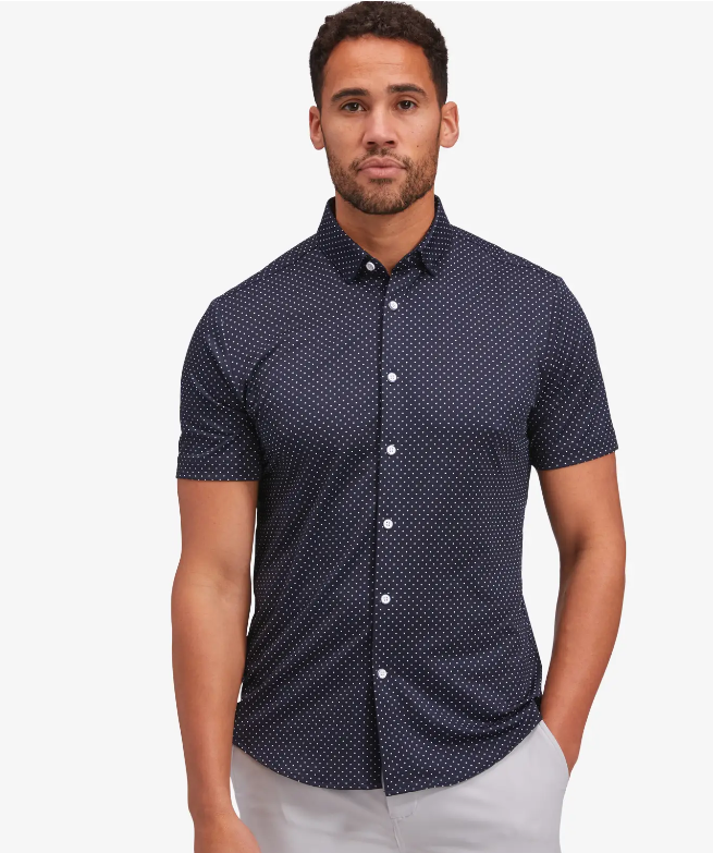 Halyard Button Down Shirt - Navy Dot Print