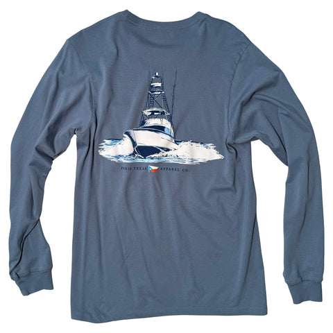 Deep Sea Boat Long-Sleeve Pocket T-Shirt - Slate