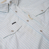 The Get in Line Western Short Sleeve - Baby Blue Vertical Stripe