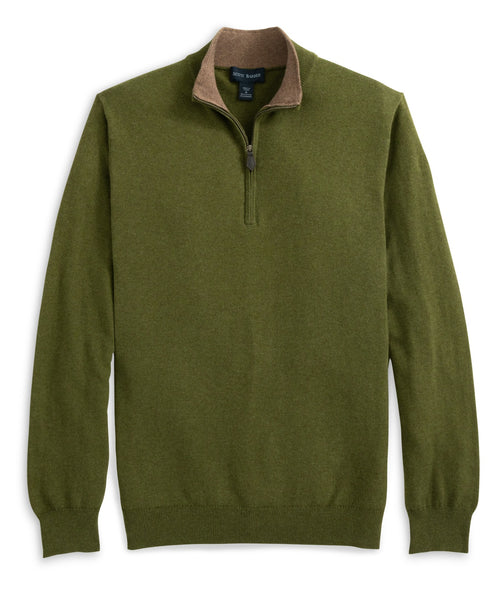 Cotton/Cashmere Blend 1/4 Zip Pullover - Sage