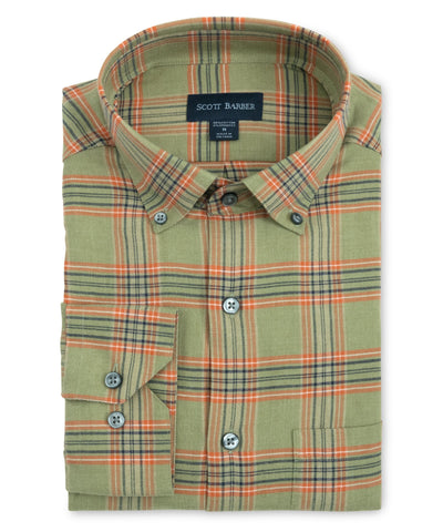 Plaid Lightweight Flannel Shirt - Sage