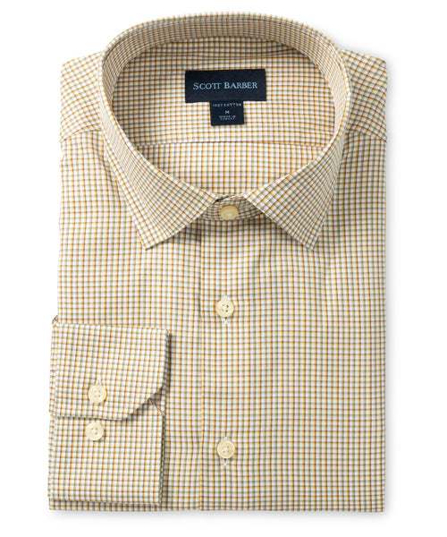 Stretch Classic Plaid Shirt - Khaki