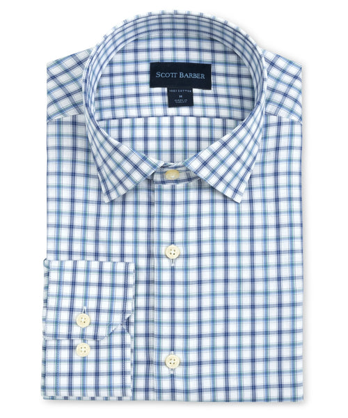 Stretch Classic Plaid Shirt - White