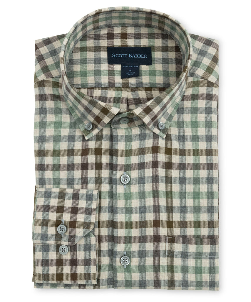 Fall Plaid Lightweight Twill Shirt - Khaki Heather