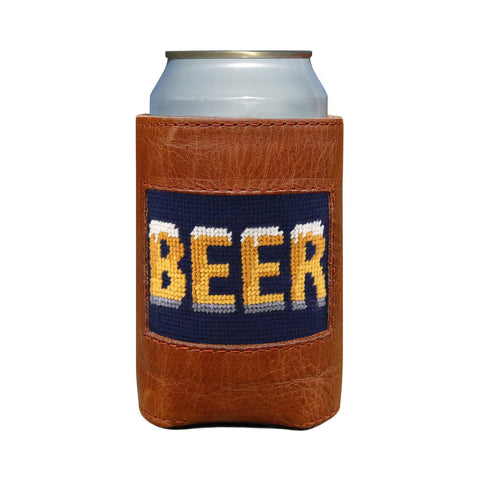 Beer Needlepoint Can Cooler - Dark Navy