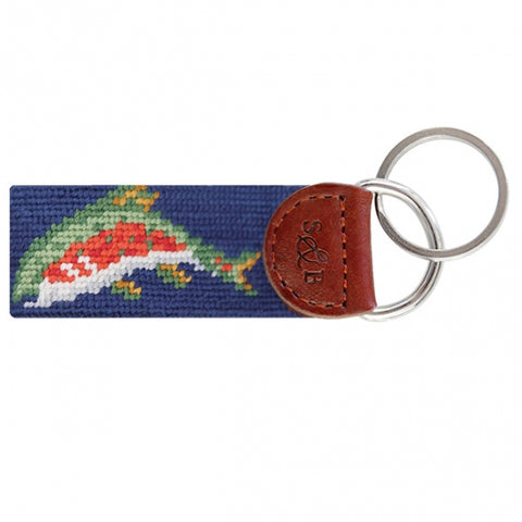 Rainbow Trout Needlepoint Key Fob