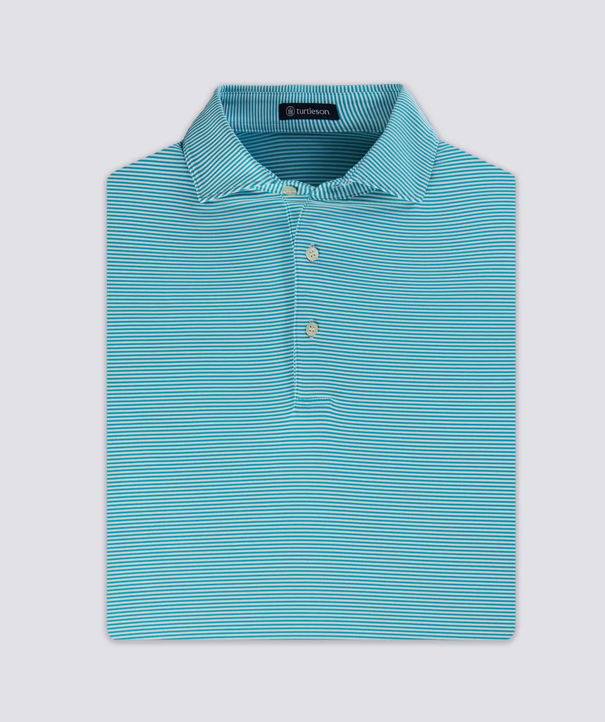 Andrew Striped Performance Polo - Acqua