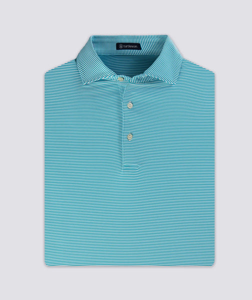 Andrew Striped Performance Polo - Acqua