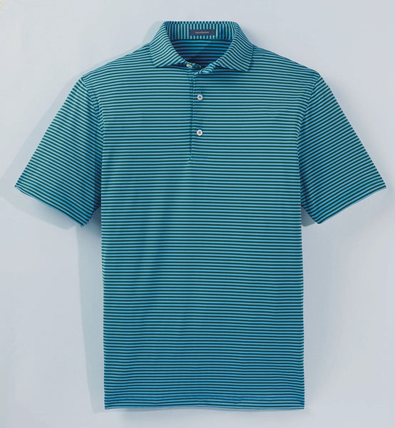 Edward Stripe Performance Polo - Luxe Blue / Evergreen