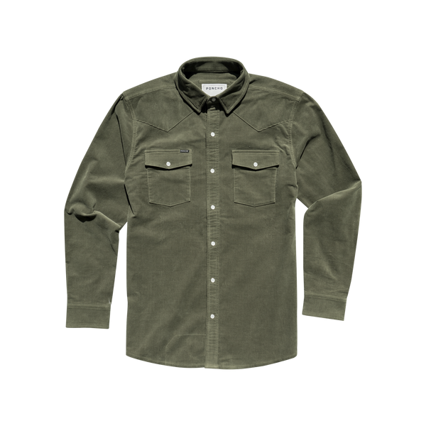 The Zilker Corduroy Shirt - Olive Green