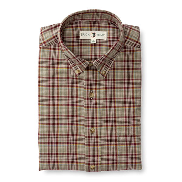 Westfall Plaid Cotton/Wool Twill Shirt - Tawny Port