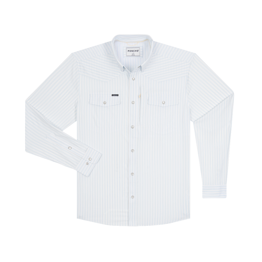 The 2 Step Western Long Sleeve - Baby Blue Vertical Stripe