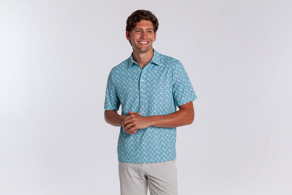 Performance Sport Range Polo - Bonefish Print Mint
