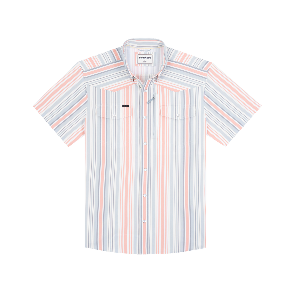 The Home Sweet Home Western Short Sleeve - Tan/Red/Blue Stripe