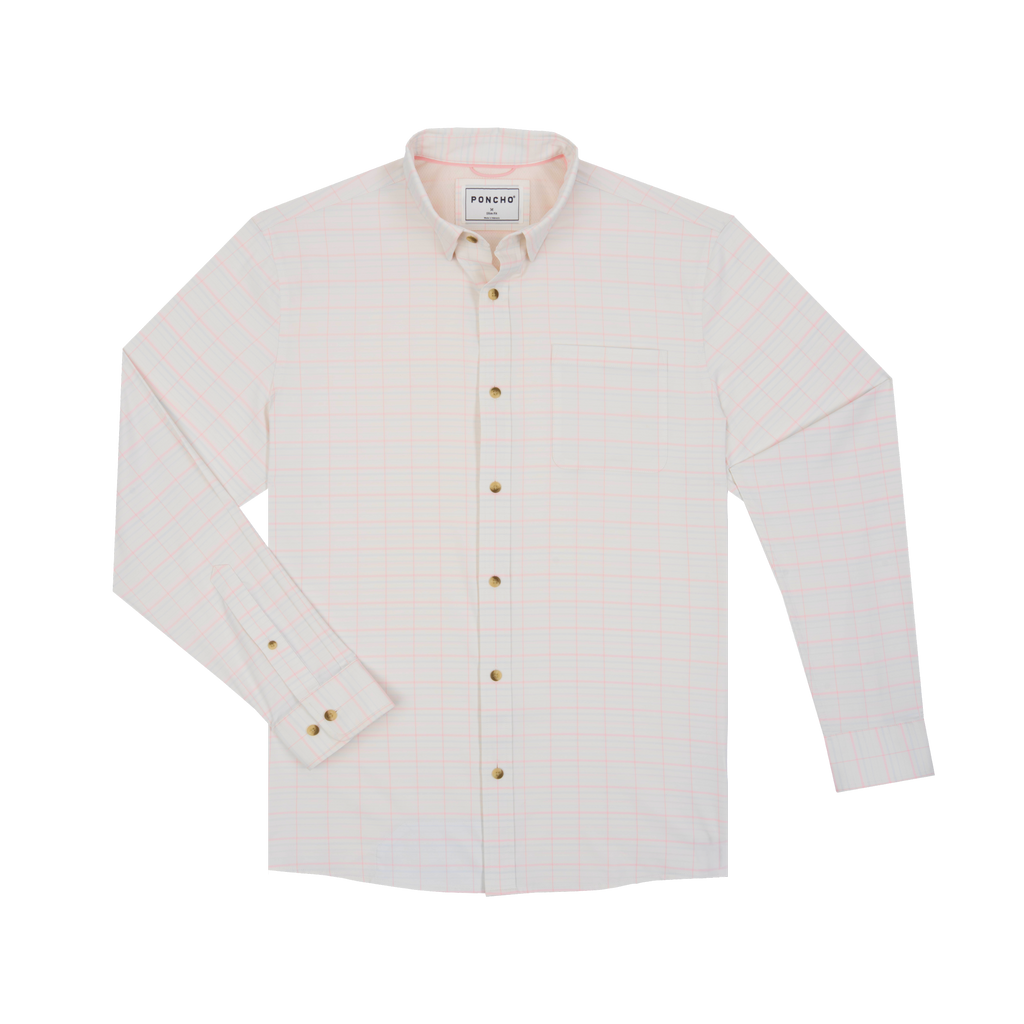The Apalachicola Ultra-Lite Long Sleeve - Cream Red and Blue Plaid