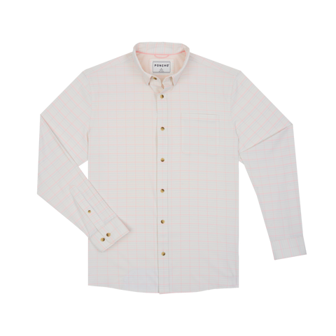 The Apalachicola Ultra-Lite Long Sleeve - Cream Red and Blue Plaid