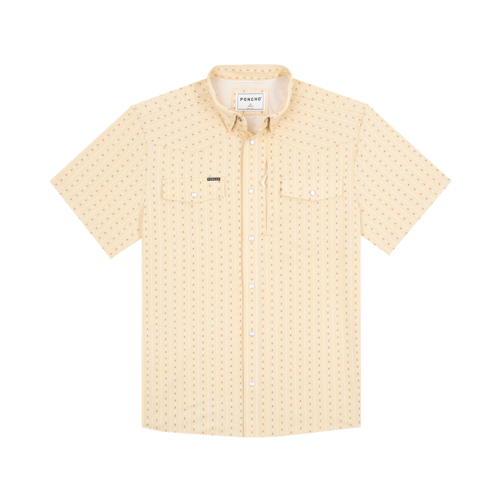 The Liberty Bell Western Short Sleeve - Tan Stars and Stripes Print