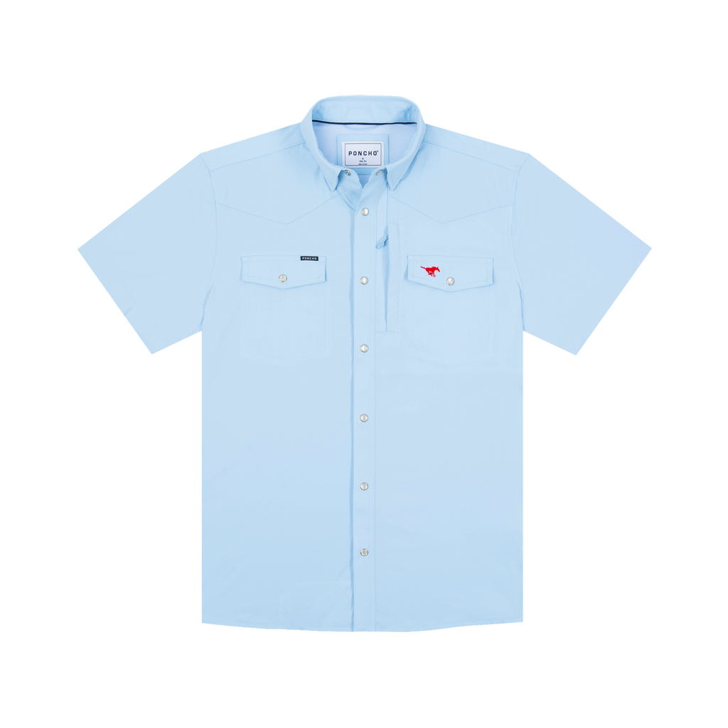 The Pony Up Western Short Sleeve - Light Blue SMU Logo