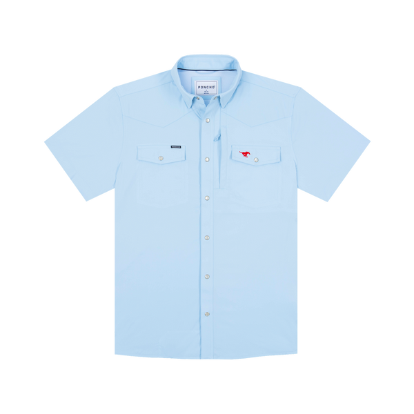The Pony Up Western Short Sleeve - Light Blue SMU Logo