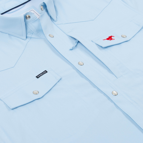 The Pony Up Western Short Sleeve - Light Blue SMU Logo