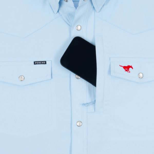 The Pony Up Western Short Sleeve - Light Blue SMU Logo