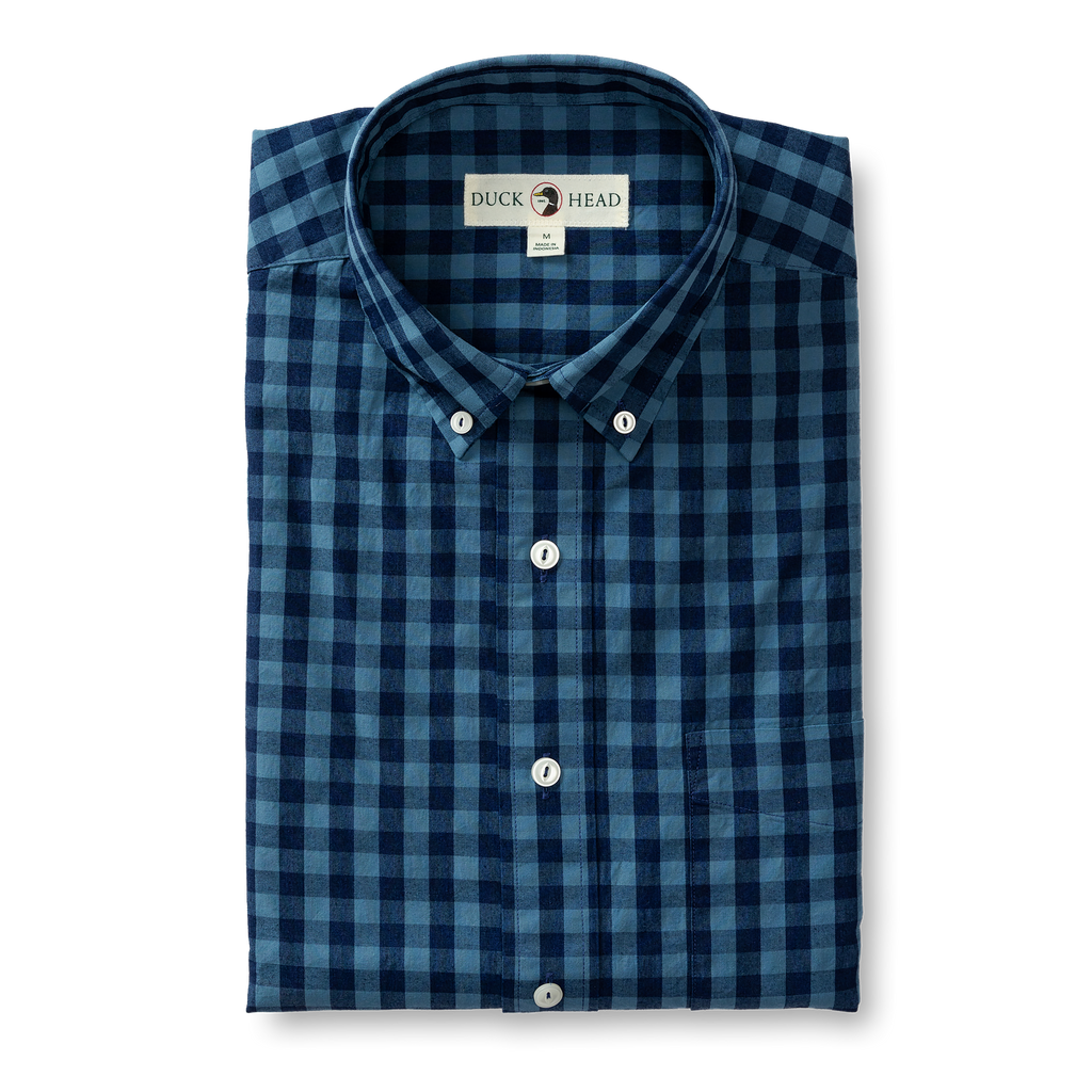 Felton Plaid Cotton Indigo Sport Shirt - Navy