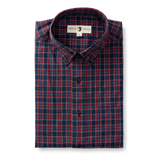 Akins Plaid Cotton Slub Sport Shirt - Mirror Lake Blue