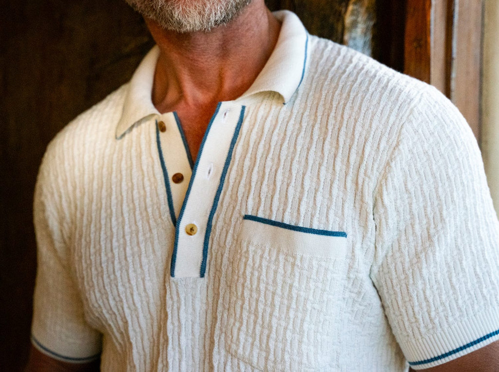 Bungalow Sweater Polo - White