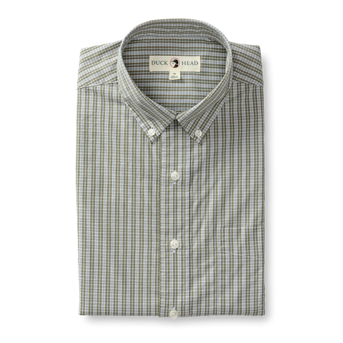 Stirling Plaid Cotton Poplin Sport Shirt - Deep Lichen Olive