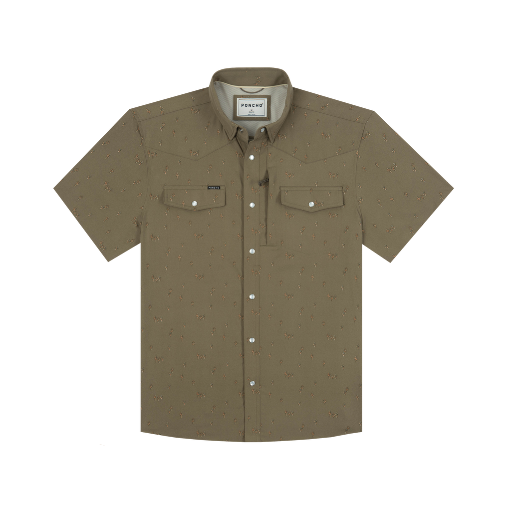 The Sonora Western Short Sleeve - Brown Sentinal Print