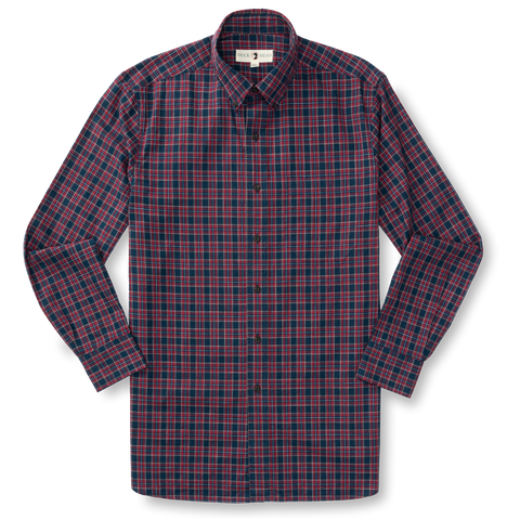 Akins Plaid Cotton Slub Sport Shirt - Mirror Lake Blue