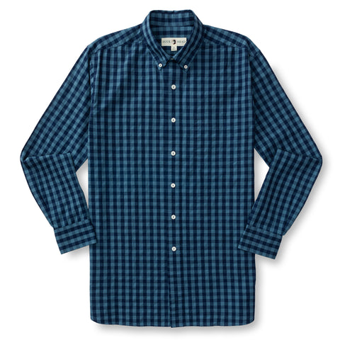 Felton Plaid Cotton Indigo Sport Shirt - Navy